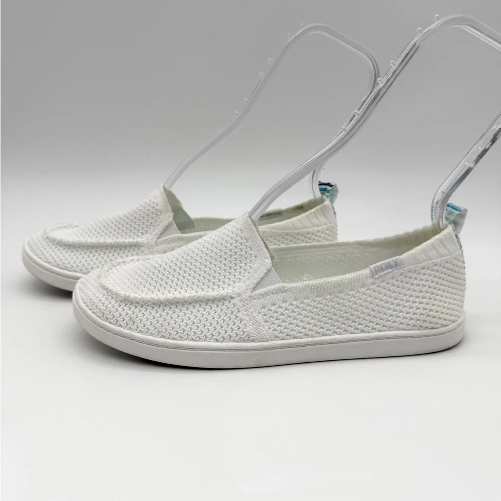 Roxy Minnow Knit Closed Casual Memory Foam Slip-on Comfort Shoes White Size 9 - Picture 2 of 8